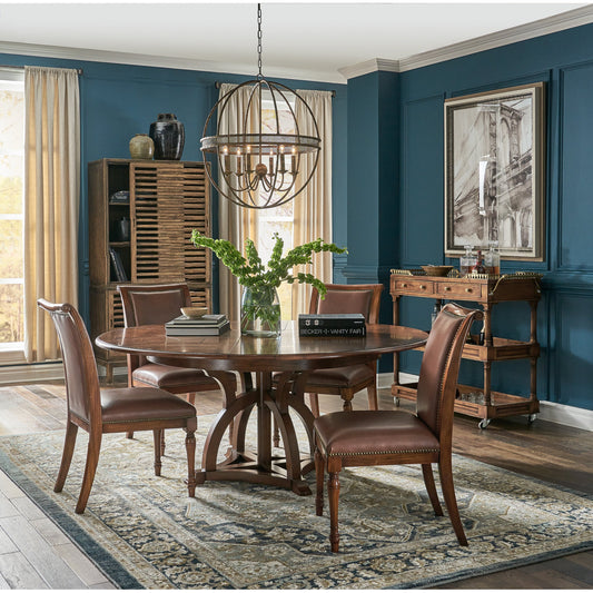 Capital Serving Cart by Sarreid Ltd. in brown and fruitwood finish caster wheel. Made from solid walnut, brass in a traditional style.