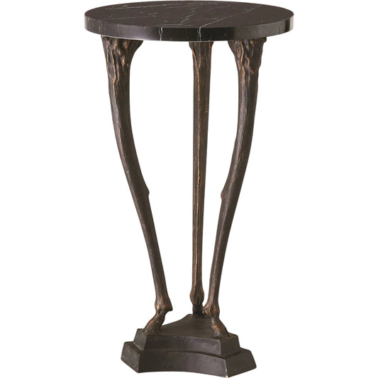 Fawn Leg Side Table by Global Views in bronze. Made from cast iron, marble in a eclectic & global style.