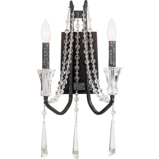 Barcelona Crystal Wall Sconce by Varaluz in onyx. Made from onyx, heirloom-quality optic crystal in a transitional style.
