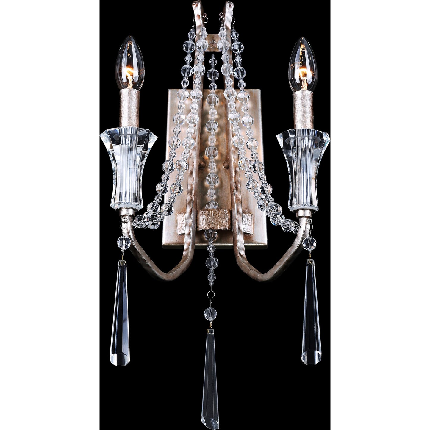 001 SR-817559 | Additional Silo | Barcelona Crystal Sconce by Varaluz in transcend silver. Made from heirloom-quality optic crystal in a transitional style.