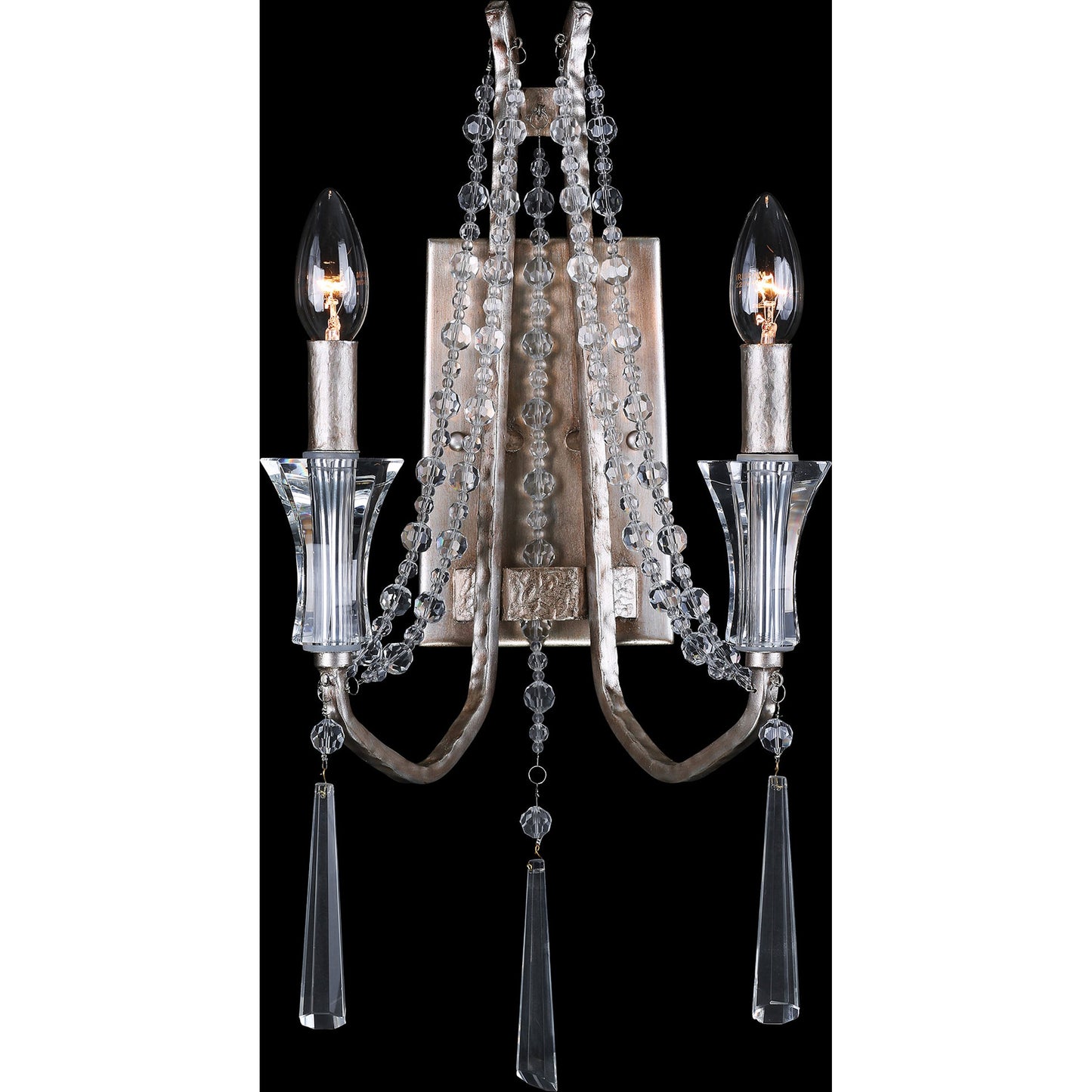 002 SR-817559 | Additional Silo | Barcelona Crystal Sconce by Varaluz in transcend silver. Made from heirloom-quality optic crystal in a transitional style.