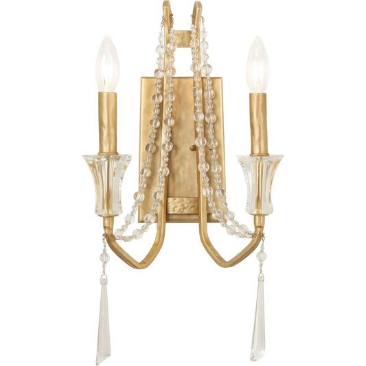 001 SI-2536901 | Primary Silo | Barcelona 2 Light Wall Sconce by Varaluz in gold, brass. Made from steel, crystal in a unique style.