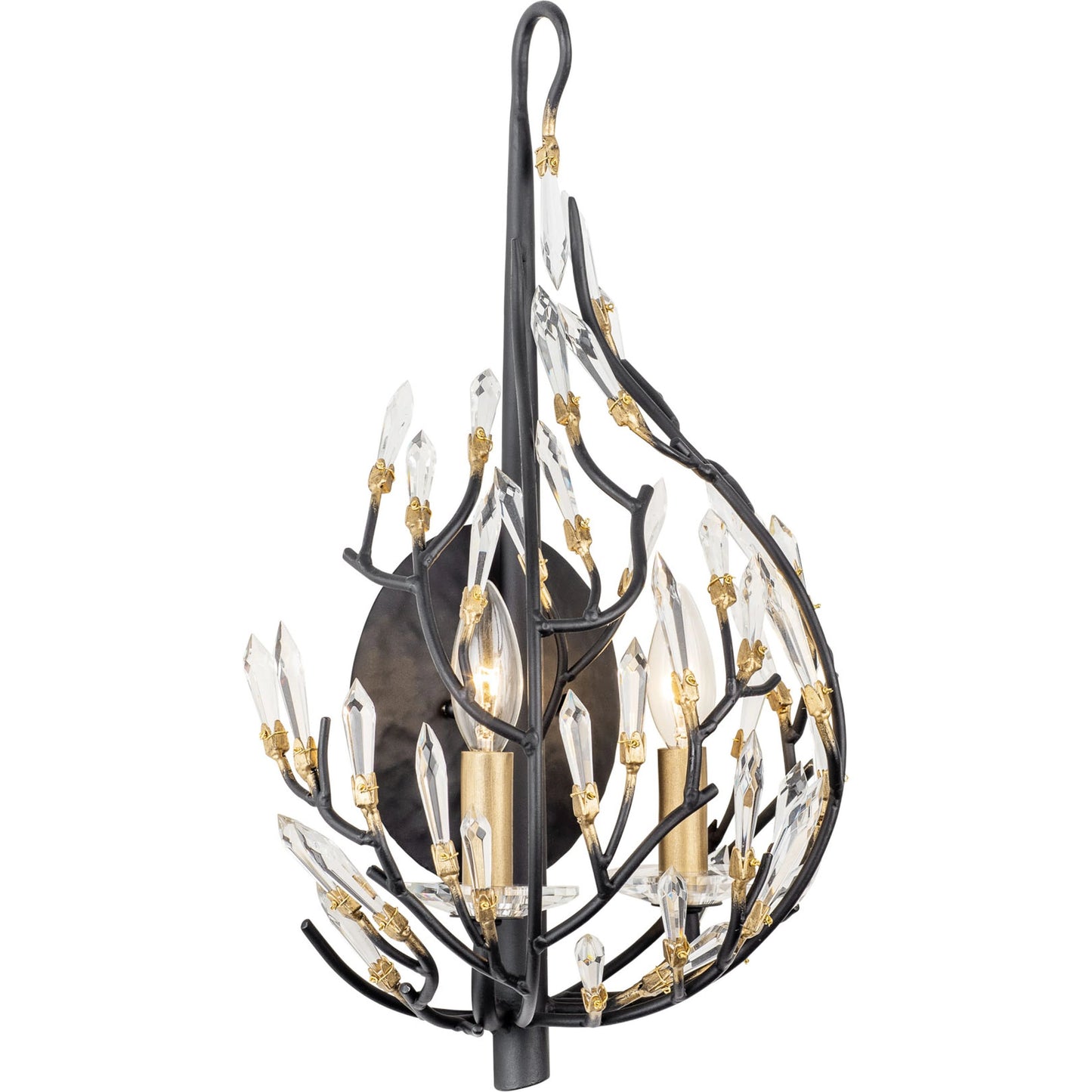 002 SI-1991251 | Additional Silo | Bask 2-Light Crystal Wall Sconce by Varaluz in matte black/french gold. Made from unique in a modern style.