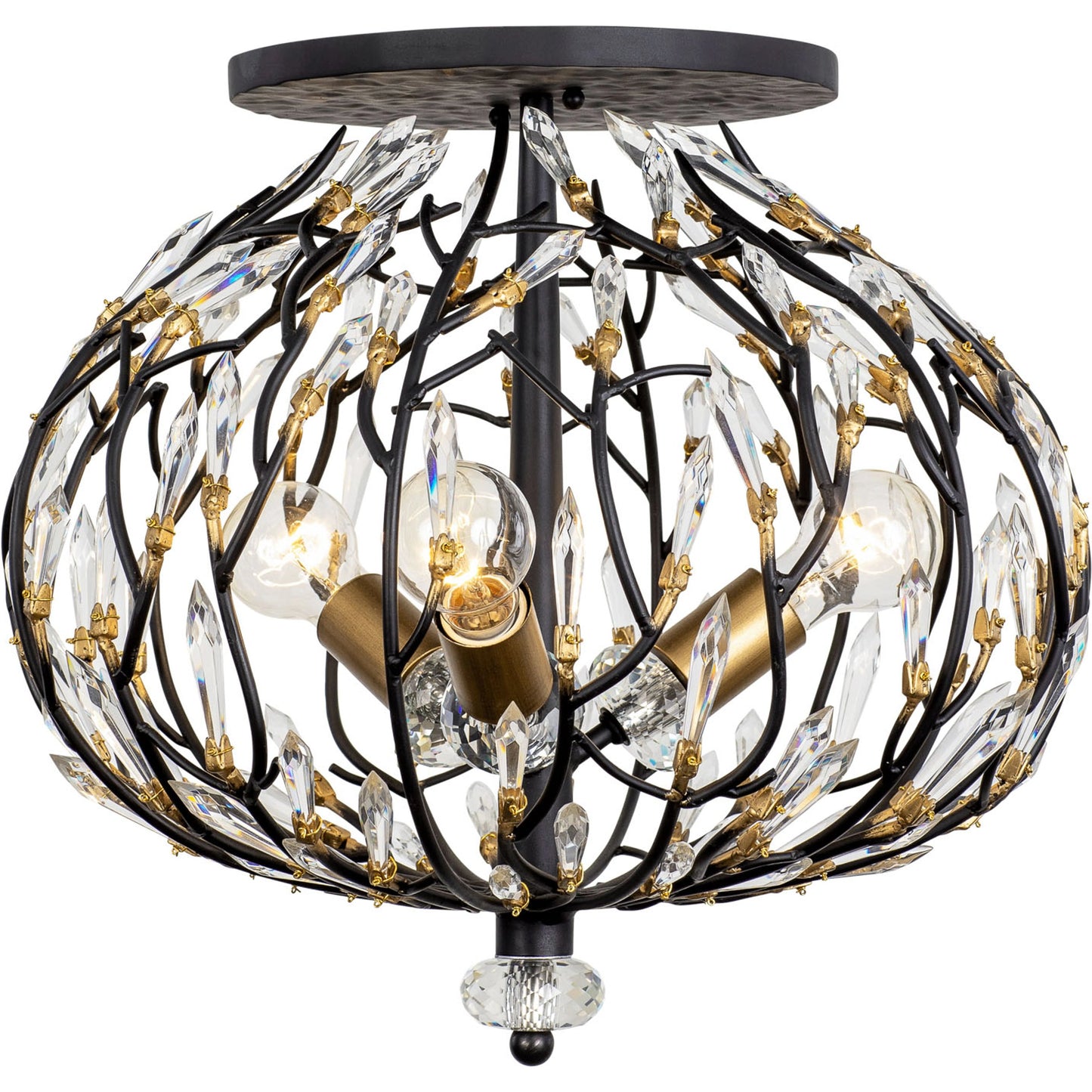 001 SI-1991252 | Additional Silo | Bask Crystal Semi-Flush by Varaluz in matte black/french gold. Made from unique in a modern style.