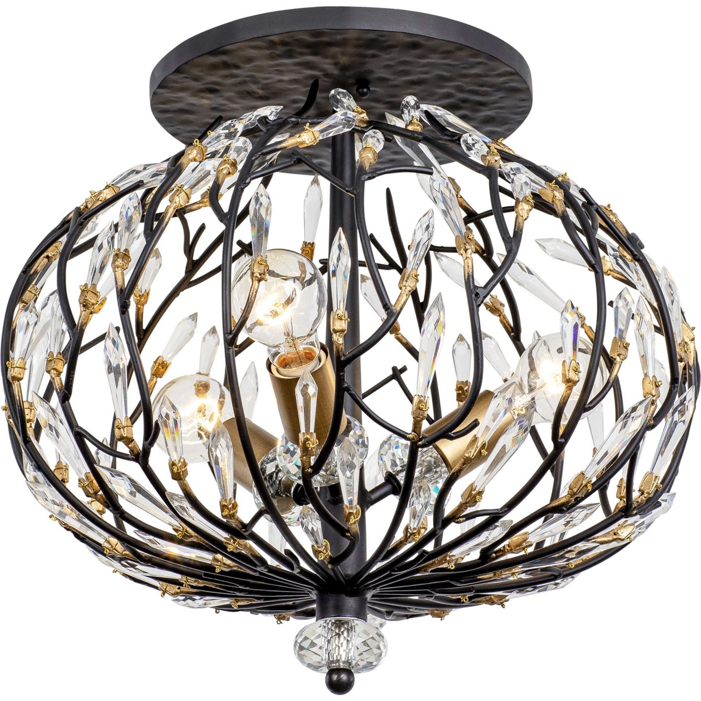 002 SI-1991252 | Additional Silo | Bask Crystal Semi-Flush by Varaluz in matte black/french gold. Made from unique in a modern style.