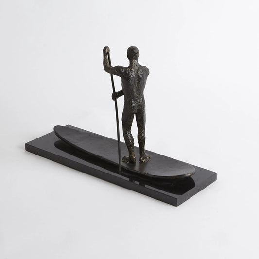 Sup Sculpture by Global Views in bronze. Made from iron, marble in a coastal style.