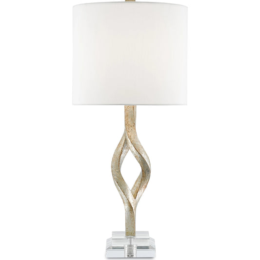Elyx Table Lamp by Currey and Company in chinois silver leaf, clear. Made from composite, acrylic in a modern style.