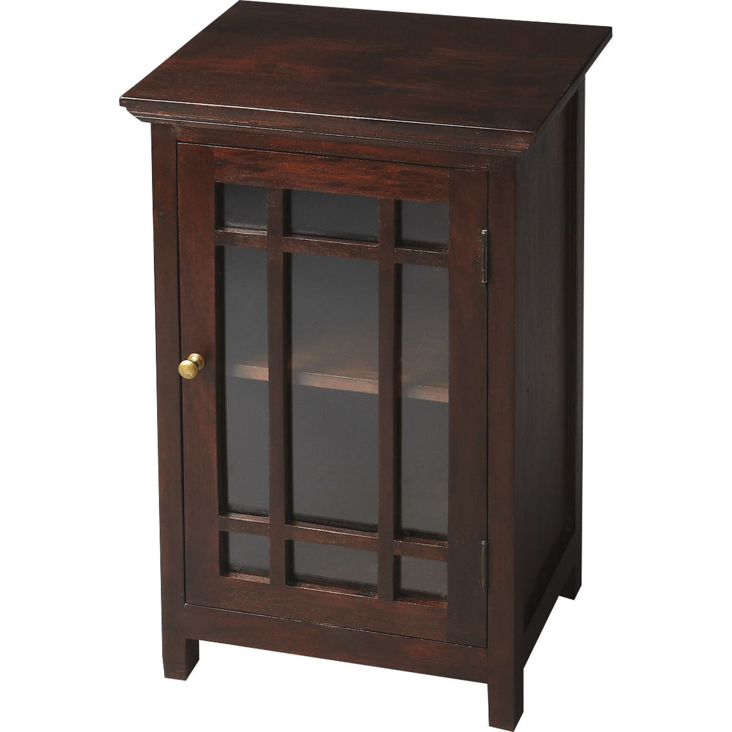 001 O-BUTLER-2771290 | Additional Silo | Baxter Transitional Chairside Table by Butler Specialty Company in dark brown and artifacts. Made from mango wood solids, mdf in a traditional style.