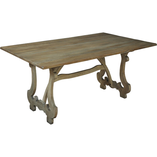 Calambac Dining Table by Sarreid Ltd. in brown and driftwood. Made from wood in a cottage & farmhouse style.