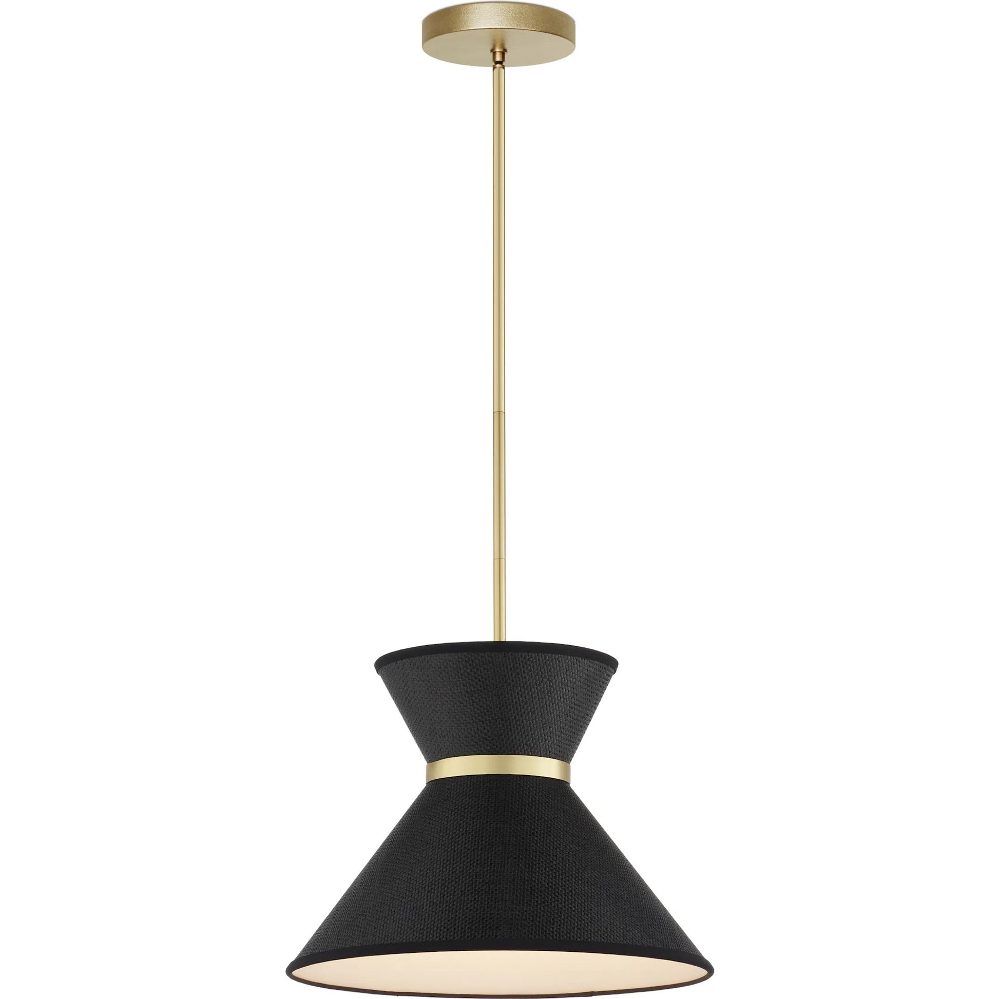 Avignon Pendant by Currey and Company in black, polished brass. Made from metal, paper in a modern style.
