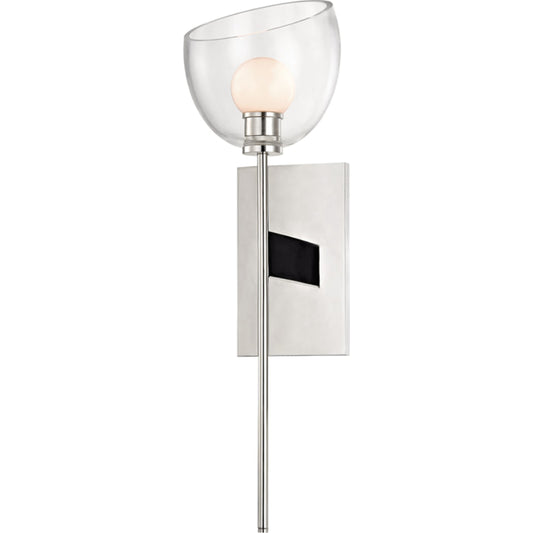 Davis Wall Sconce by Hudson Valley in polished nickel. Made from brass in a transitional style.
