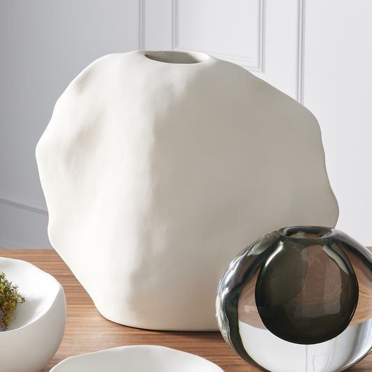 Kelp Vase by Global Views in matte white. Made from ceramic in a coastal style.