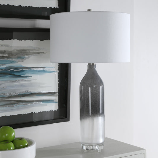 Natasha Art Glass Table Lamp by Uttermost in multi. Made from steel, glass, crystal, fabirc in a modern style.