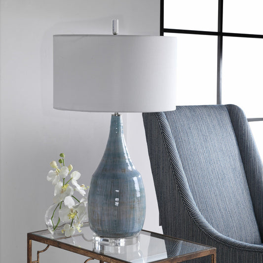 Rialta Coastal Table Lamp by Uttermost. Made from steel, ceramic, crystal in a coastal style.