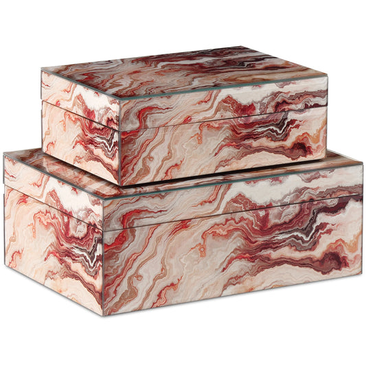 Interstellar Box Set by Currey and Company in dark green. Made from glass, paper, engineered wood in a modern style.