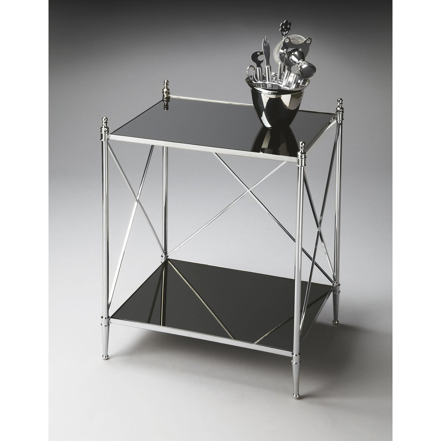 003 O-BUTLER-2862220 | Additional Silo | Deidre End Table by Butler Specialty Company in multi-color and nickel. Made from iron, glass, aluminum in a modern style.