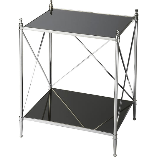 Deidre End Table by Butler Specialty Company in multi-color and nickel. Made from iron, glass, aluminum in a modern style.