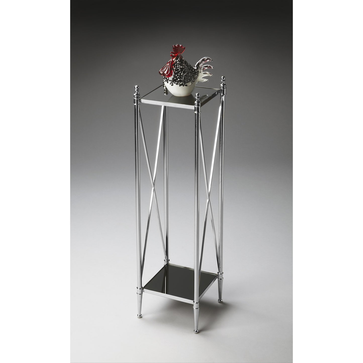002 O-BUTLER-2864220 | Additional Silo | Pedestal Plant Stand by Butler Specialty Company in multi-color and nickel. Made from iron, aluminum, glass in a modern style.