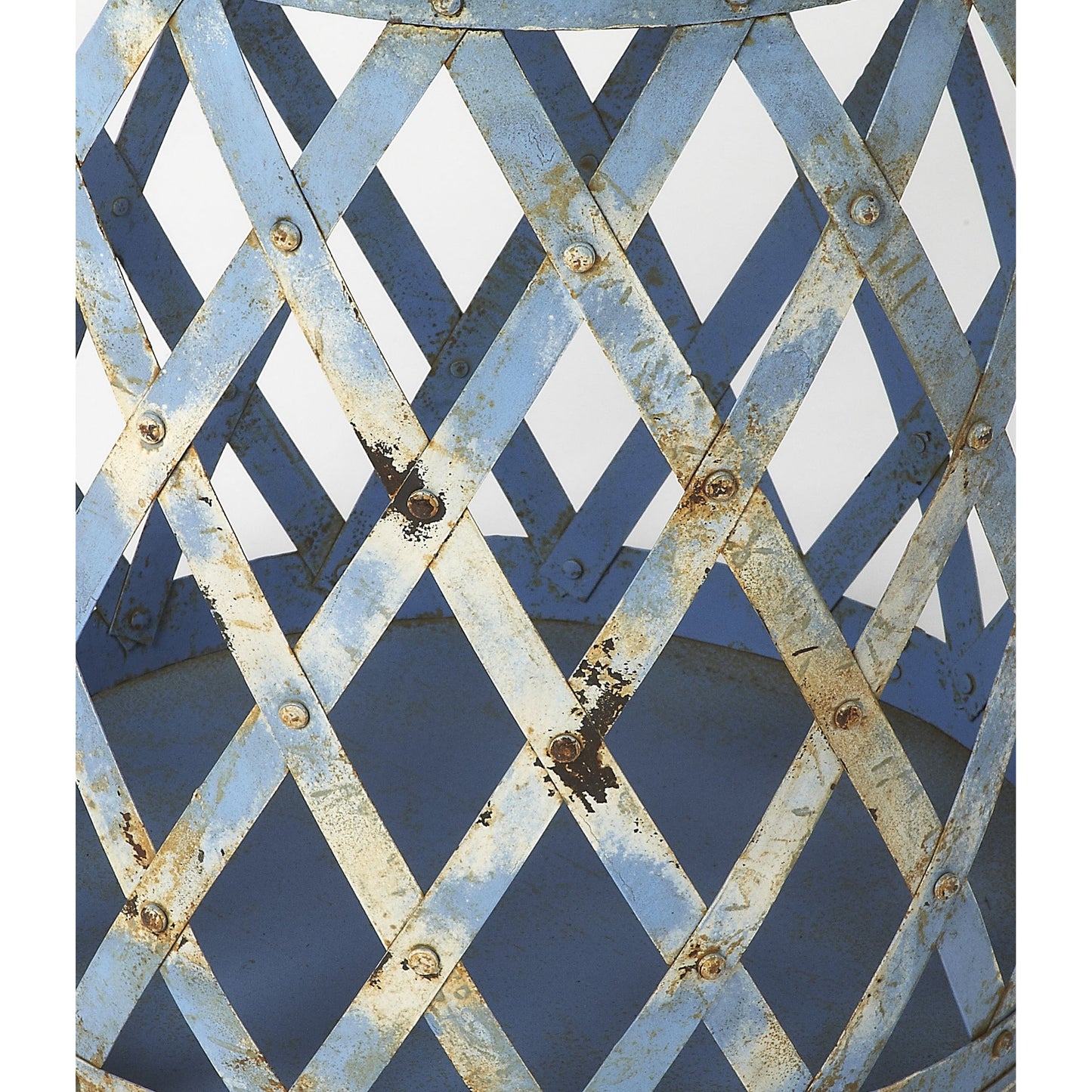 003 O-BUTLER-2865290 | Additional Silo | Bangor Side Table by Butler Specialty Company in blue and artifacts. Made from iron in a modern style.