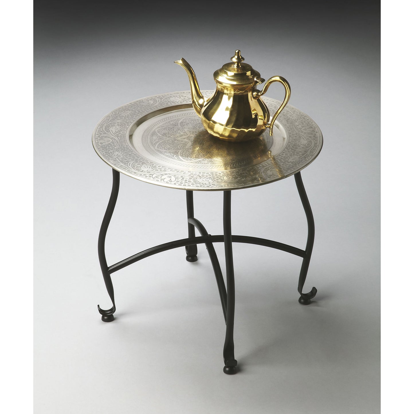 004 O-BUTLER-2871025 | Additional Silo | Moroccan Metal Tray Table by Butler Specialty Company in multi-color and metalworks. Made from aluminum, iron in a eclectic & global style.