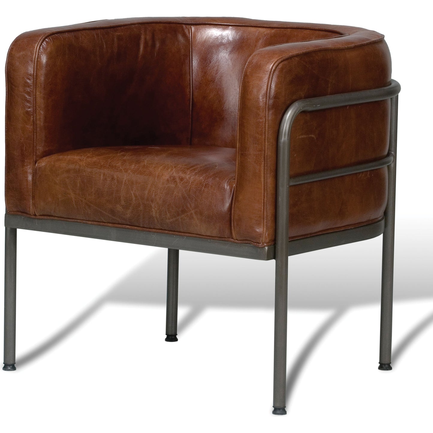 001 O-SARRIED-LTD-28884 | Primary Silo | Breda Chair by Sarreid Ltd. in brown and iron aged metal finish. Made from leather, iron in a modern style.