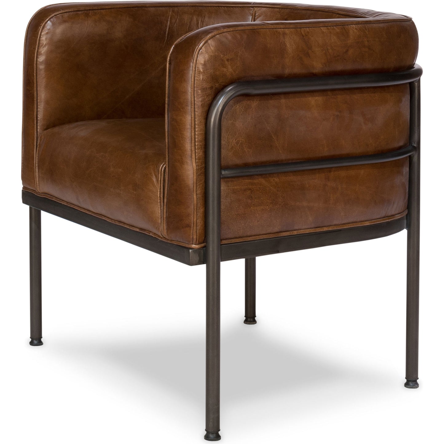 002 O-SARRIED-LTD-28884 | Additional Silo | Breda Chair by Sarreid Ltd. in brown and iron aged metal finish. Made from leather, iron in a modern style.