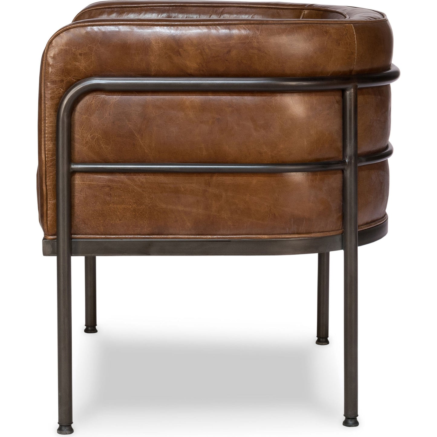 003 O-SARRIED-LTD-28884 | Additional Silo | Breda Chair by Sarreid Ltd. in brown and iron aged metal finish. Made from leather, iron in a modern style.