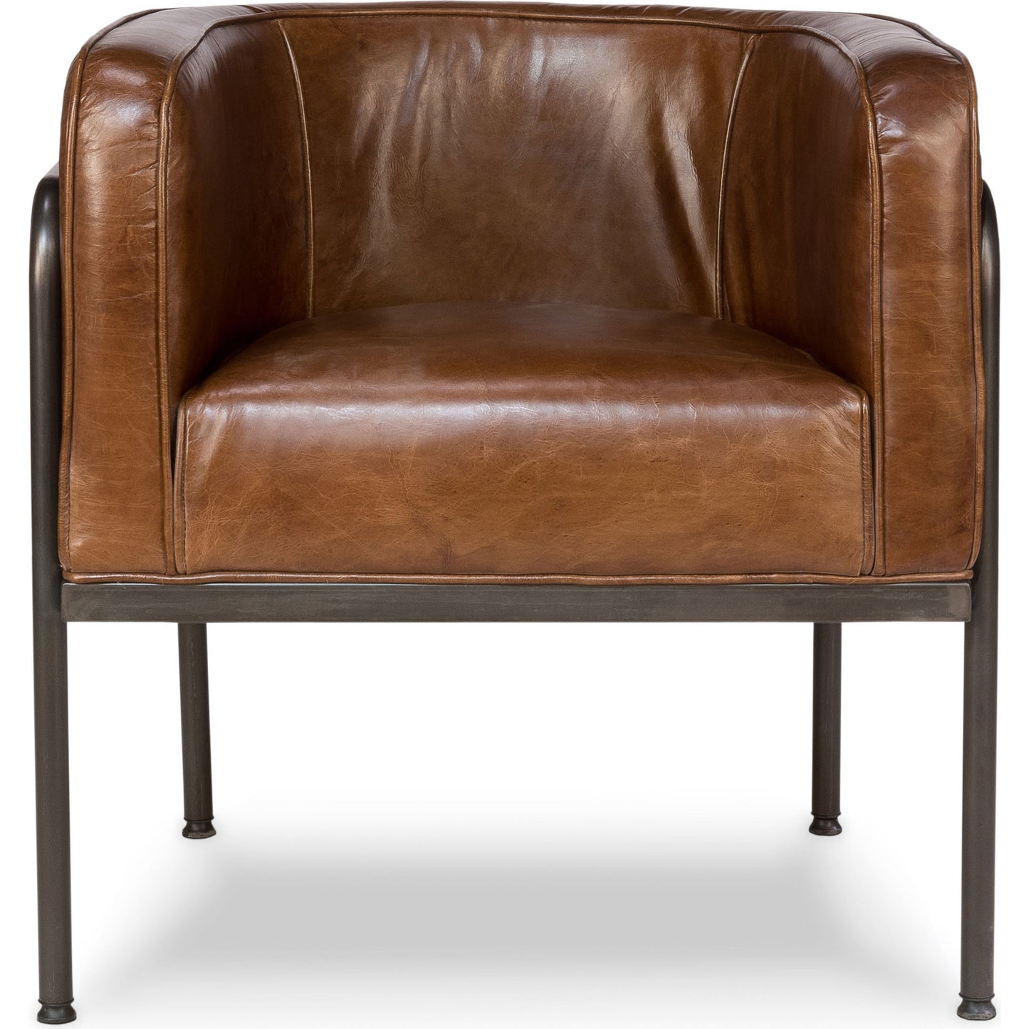005 O-SARRIED-LTD-28884 | Additional Silo | Breda Chair by Sarreid Ltd. in brown and iron aged metal finish. Made from leather, iron in a modern style.