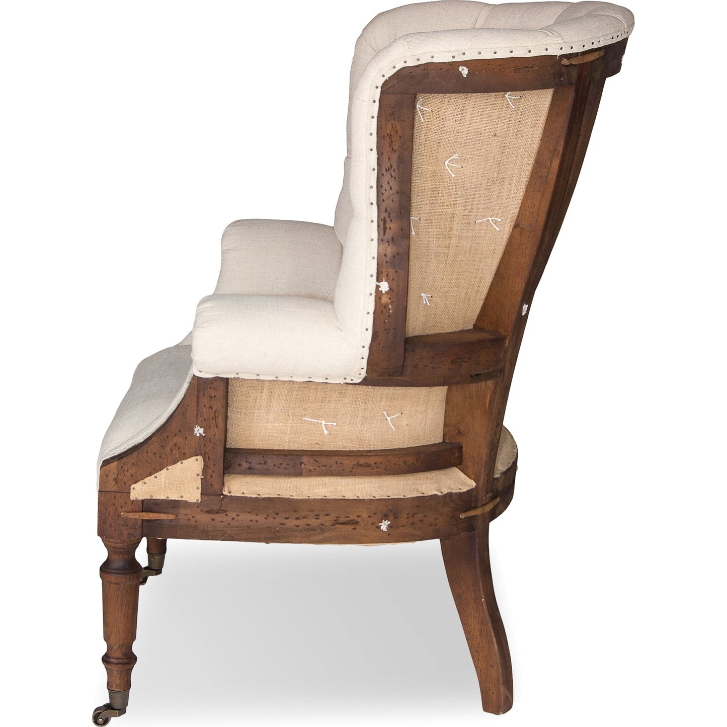 002 SR-770298 | Additional Silo | Irish Chair by Sarreid Ltd. in ivory and deconstructed back & sides. Made from linen, wood in a cottage & farmhouse style.