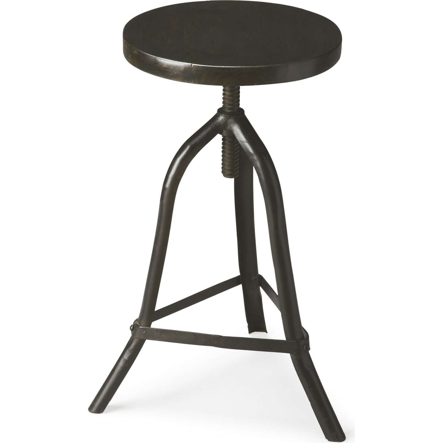 001 O-BUTLER-2897025 | Additional Silo | Fullerton Revolving Stool by Butler Specialty Company in black and metalworks. Made from iron, acacia wood solids in a modern style.
