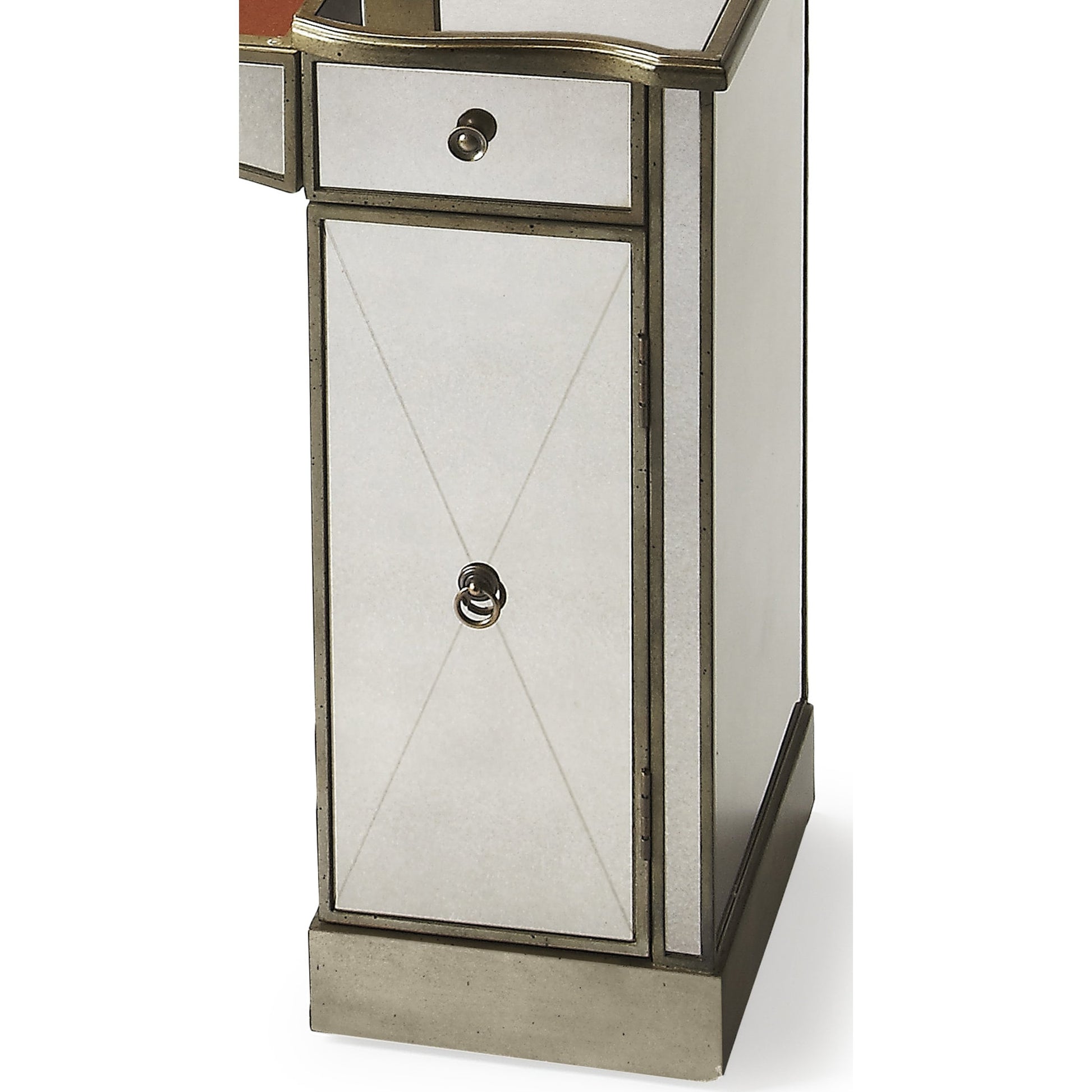 Celeste Mirrored Vanity by Butler Specialty Company in silver and mirror. Made from wood, wood products, mirror in a transitional style.