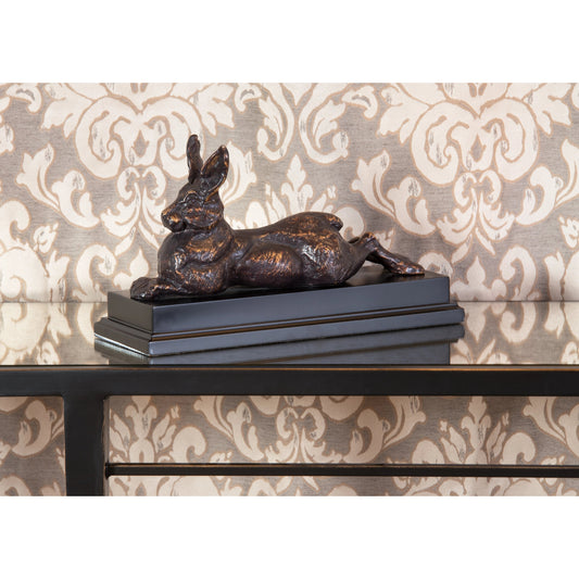 Rabbit by Wildwood in antique bronze patina. Made from alloy in a rustic style.