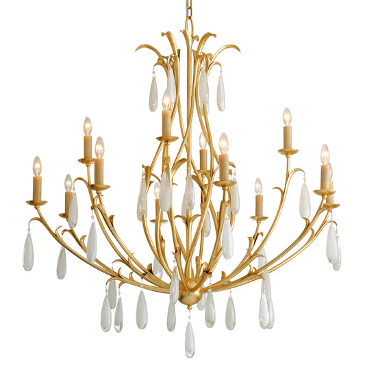 001 SI-2328237 | Primary Silo | Prosecco 12-Light Chandelier by Corbett in gold leaf. Made from hand crafted iron in a traditional style.