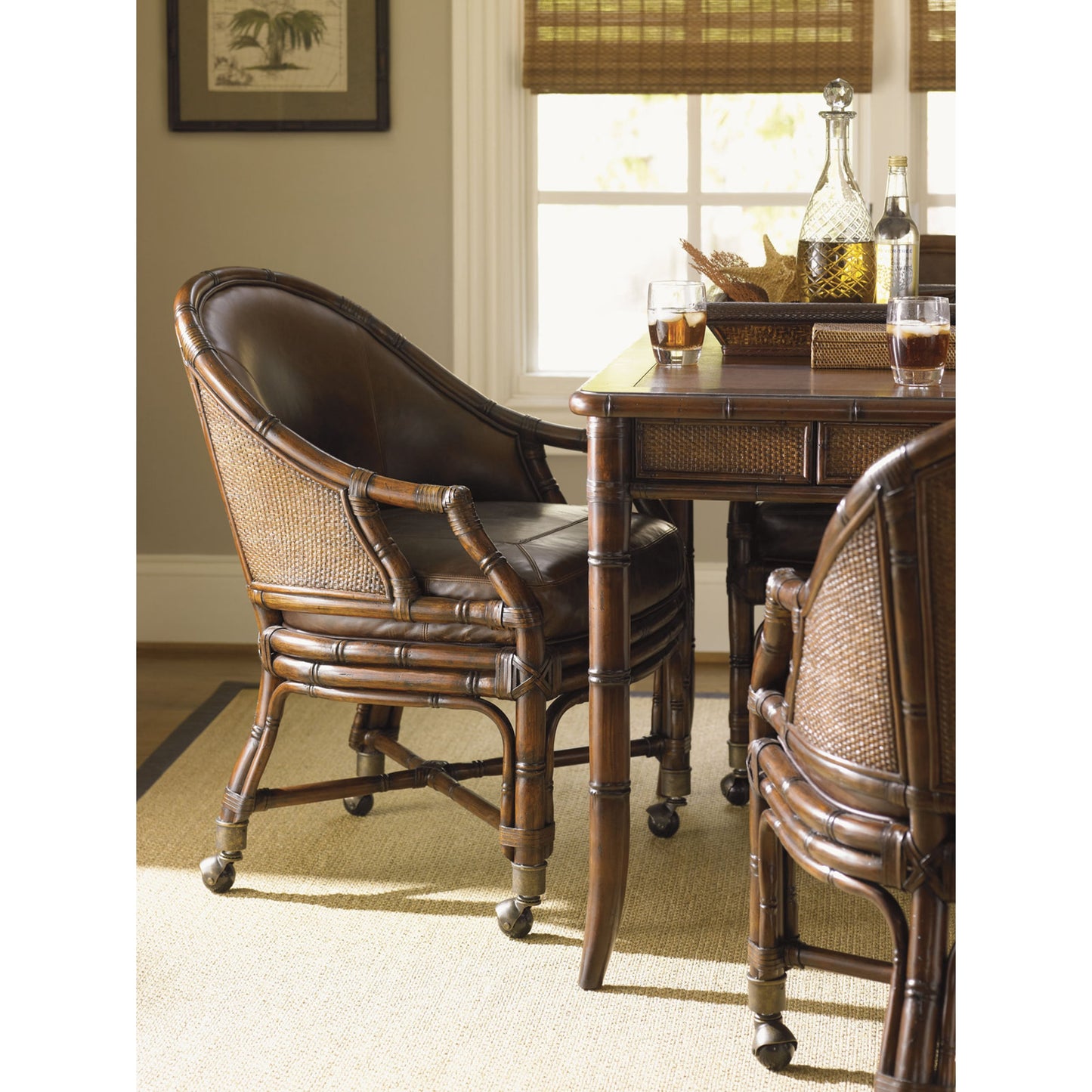 004 SR-835892 | Lifestyle | Rum Runner Desk Chair by Sligh in brown. Made from unique in a coastal style.