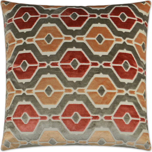 Dellan Pillow by DV Kap Home in coral. Made from 60% rayon, 40% polyester in a traditional style.
