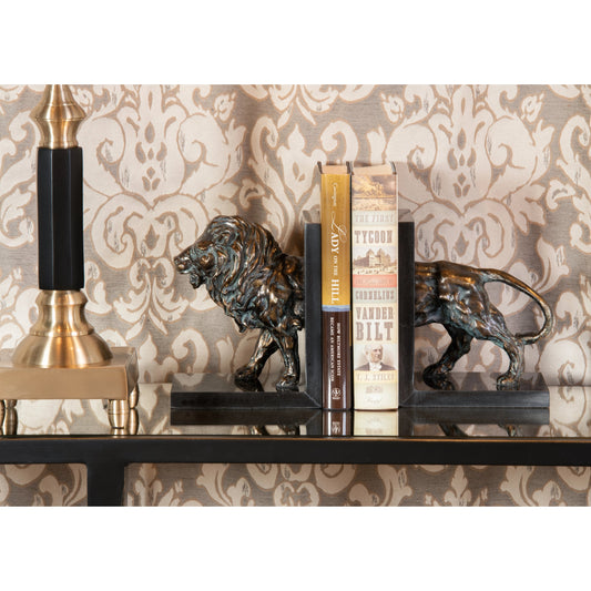 Lioncrest Bookends (Set of 2) by Wildwood in bronze, natural black. Made from cast composite in a traditional style.