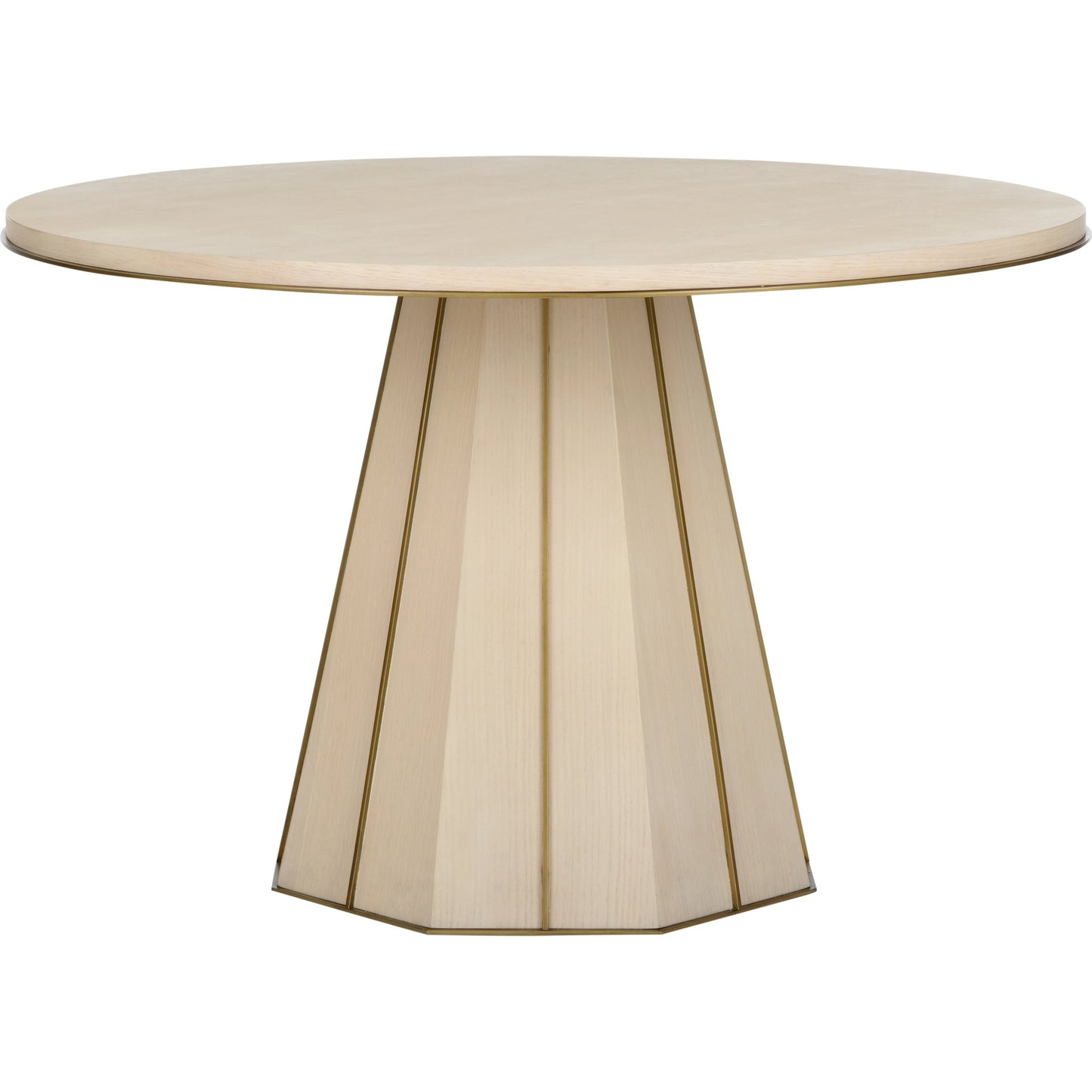 001 SI-2104810 | Primary Silo | Clint Center Table by Wildwood in rift cut white oak, antique brass. Made from wood/metal in a modern style.