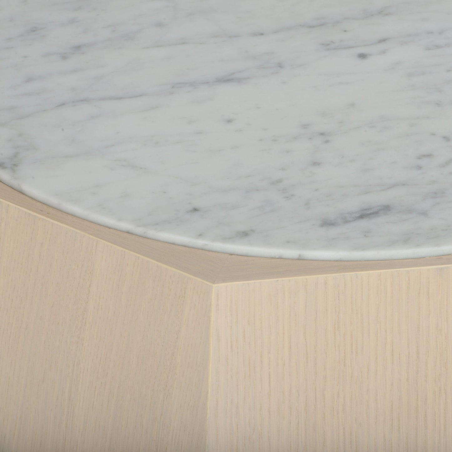 002 SI-2104811 | Closeup | Laurence Coffee Table by Wildwood in rift cut white oak, natural white. Made from oak, marble in a modern style.