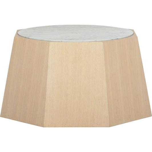 Laurence Coffee Table by Wildwood in rift cut white oak, natural white. Made from oak, marble in a modern style.