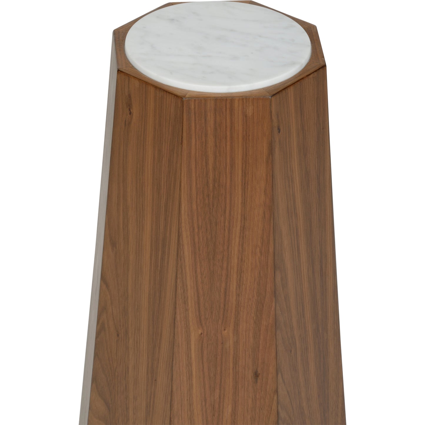002 SI-2104813 | Closeup | Laurence Accent Table by Wildwood in walnut, natural white. Made from wood/carrera marble in a modern style.