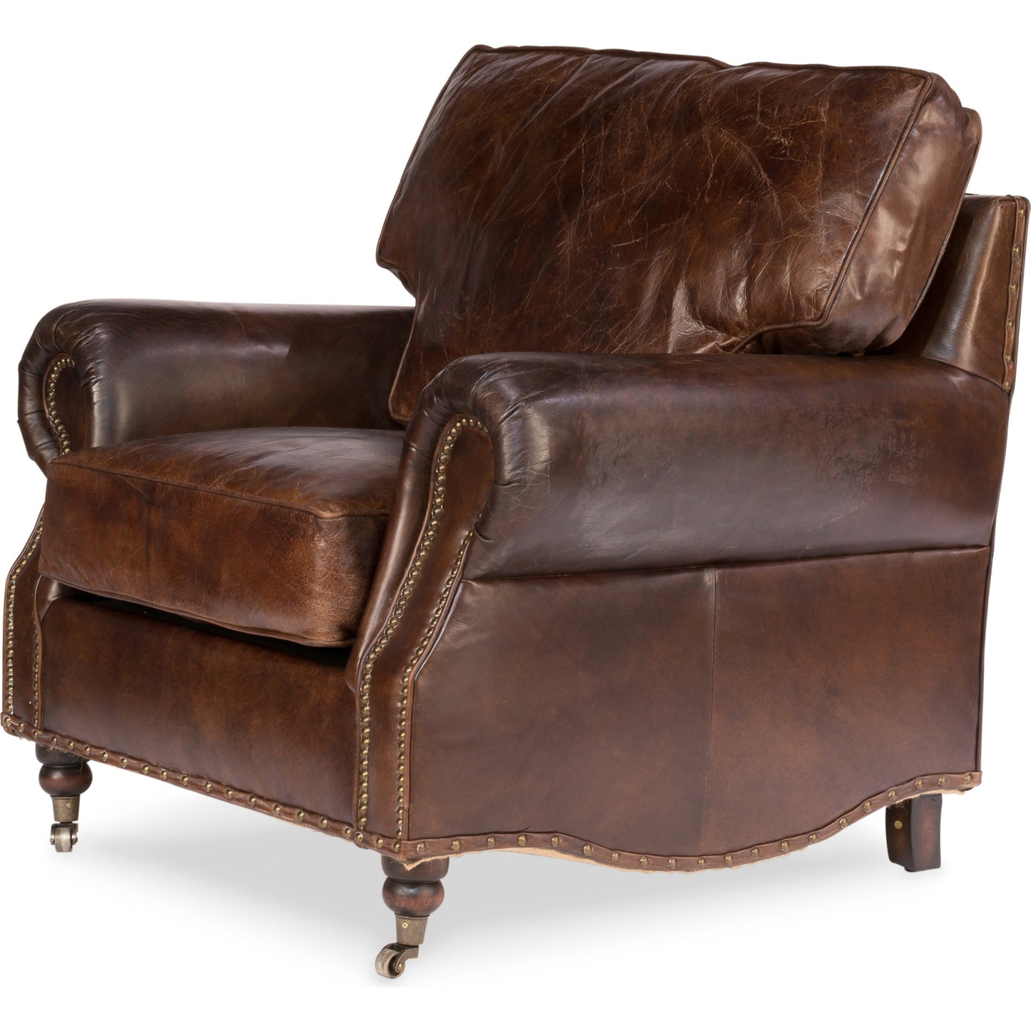 001 S-242924 | Additional Silo | Papa's Chair by Sarreid Ltd. in brown. Made from wood, leather in a traditional style.