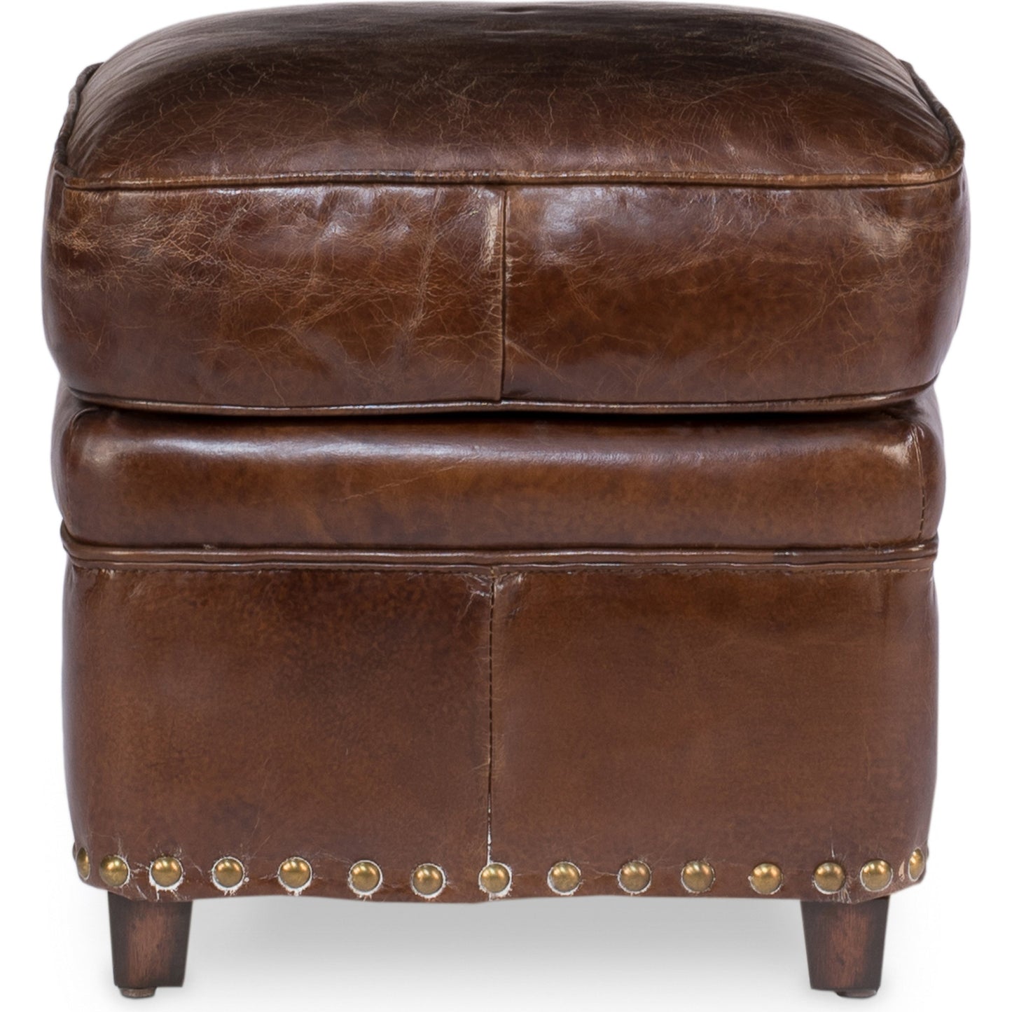 002 S-242925 | Additional Silo | Papa's Footstool by Sarreid Ltd. in brown leather. Made from wood, leather in a traditional style.