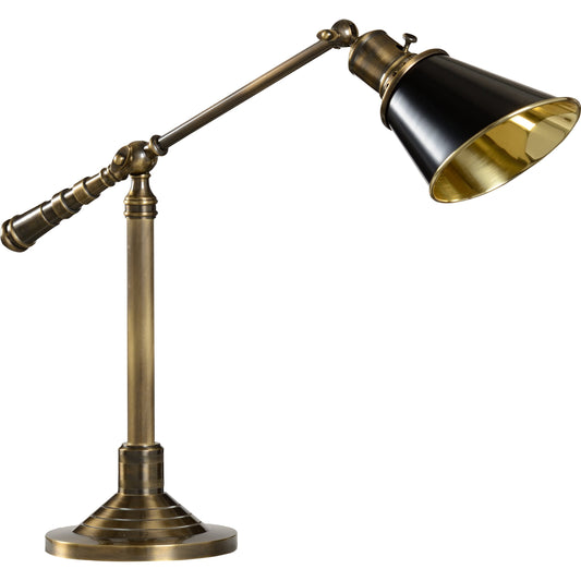 Counterweight Desk Lamp by Wildwood in antique patina. Made from brass in a transitional style.
