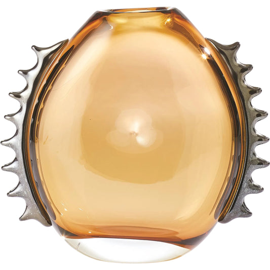Flamer Vase by Global Views in amber, black. Made from art glass in a eclectic & global style.