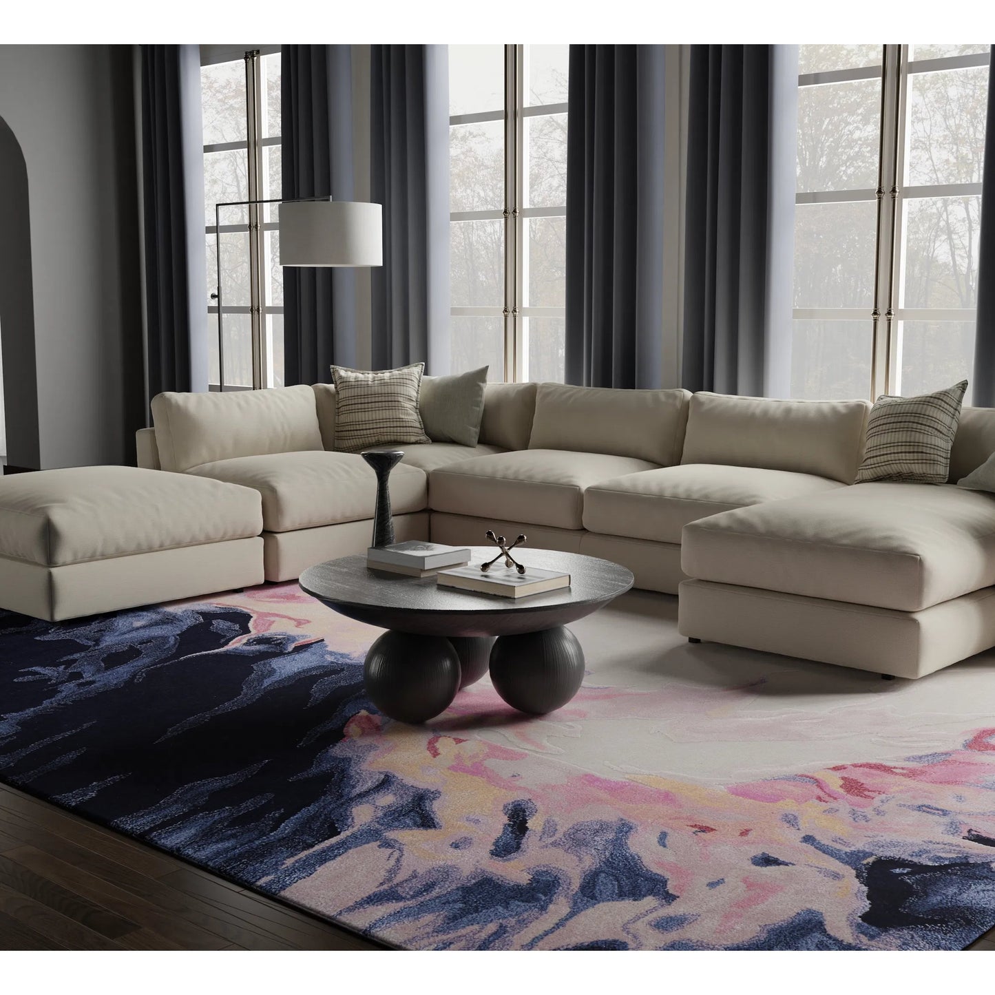 008 SI-2238434,SI-2238435,SI-2238436,SI-2238437,SI-2259676,SI-2378818 | Lifestyle | Kawai Rug - KAW8985F by Feizy in pink, blue, ivory. Made from wool, viscose in a unique style.