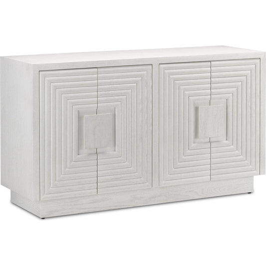 001 SR-823699 | Primary Silo | Morombe Cabinet by Currey and Company in cerused white. Made from white oak in a eclectic & global style.