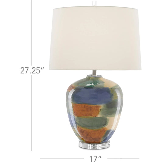 Rainbow Table Lamp by Currey and Company in blue, green, sand, rust, clear. Made from porcelain, crystal in a eclectic & global style.