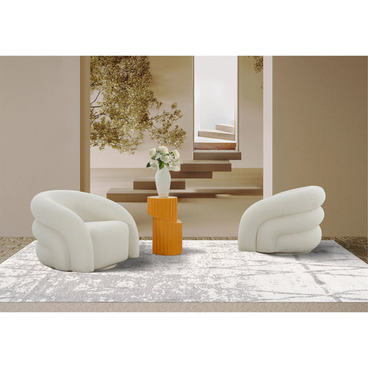 Azzurro Swivel Chair by Pasargad Home in ivory. Made from polyester in a modern style.