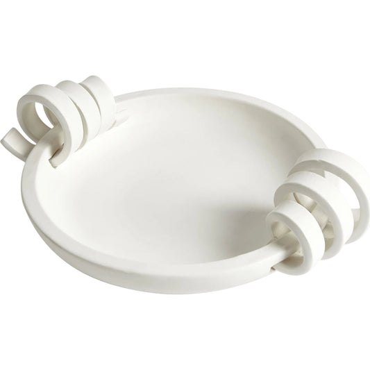 Ribbon Handle Compote by Global Views in matte white. Made from ceramic in a eclectic & global style.