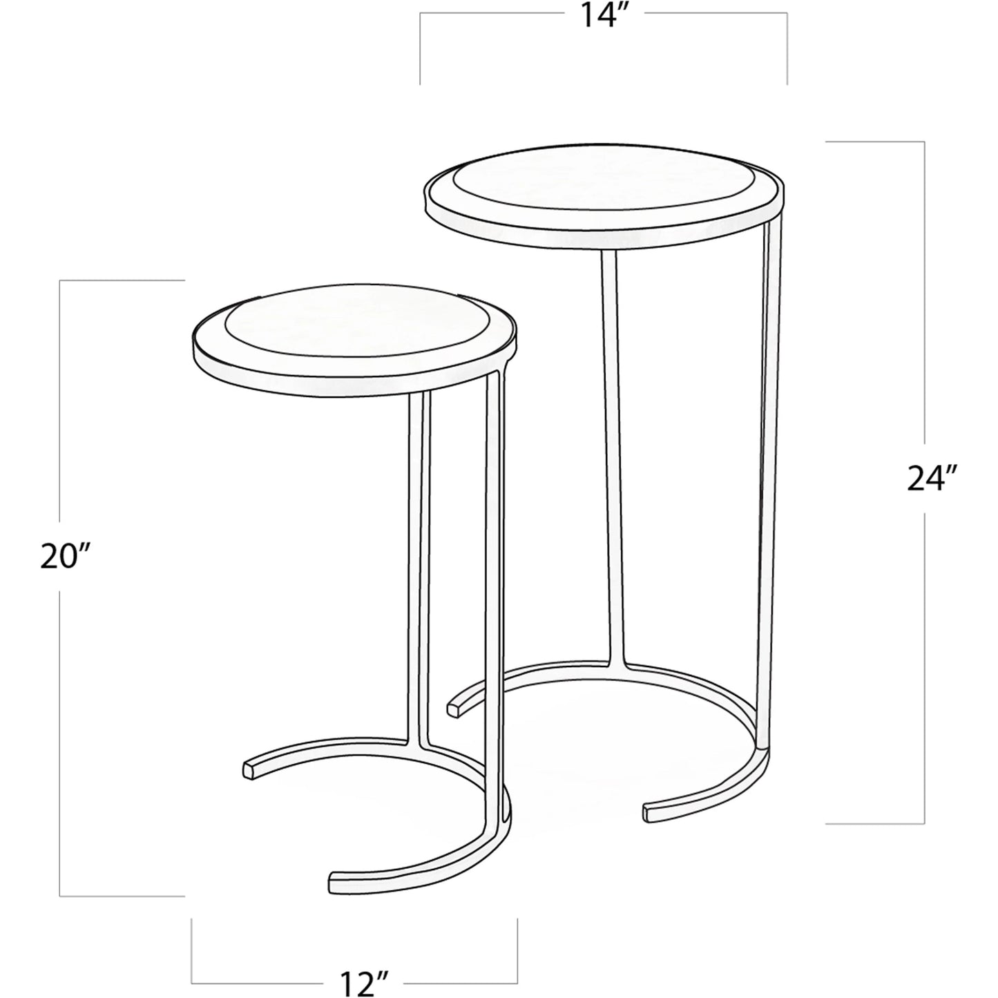 005 S-286751 | Additional Silo | Bone Veneer Nesting Tables by Regina Andrew in nickel and polished nickel. Made from steel in a modern style.